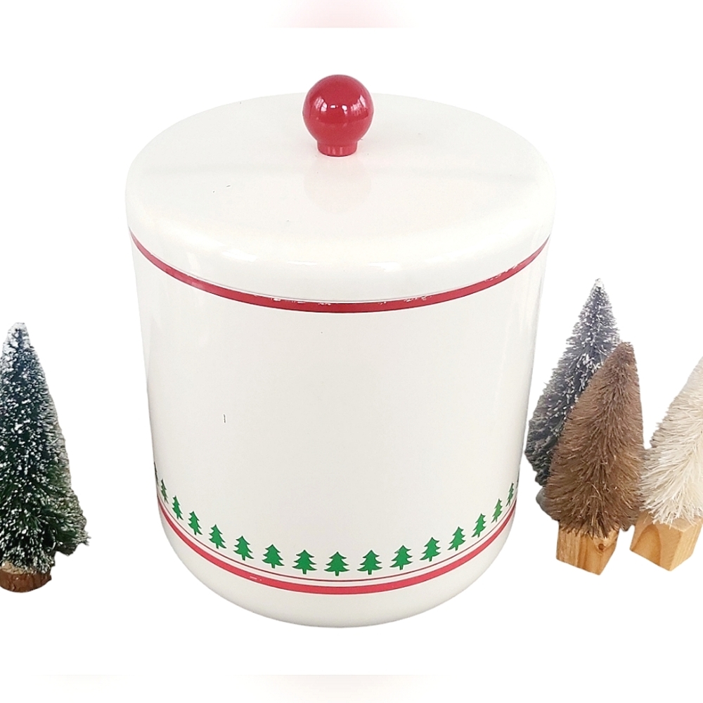 Vintage Kitschy Mid Century Shinko Lacquerware Christmas Holiday Ice Bucket